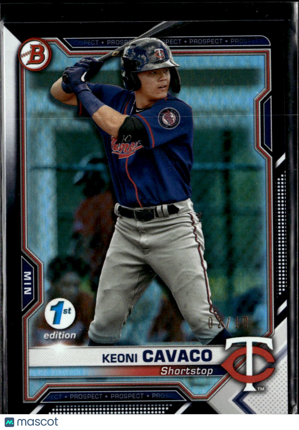Keoni Cavaco 2021 Bowman 1st Edition Black SSP 2/10 Minnesota Twins