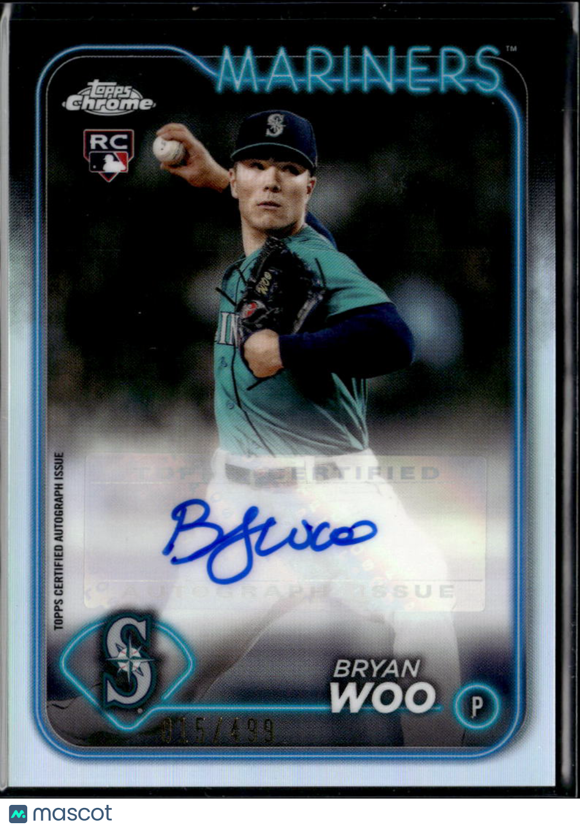 Bryan Woo 2024 Topps Chrome Auto Autograph RC 15/499 Seattle Mariners