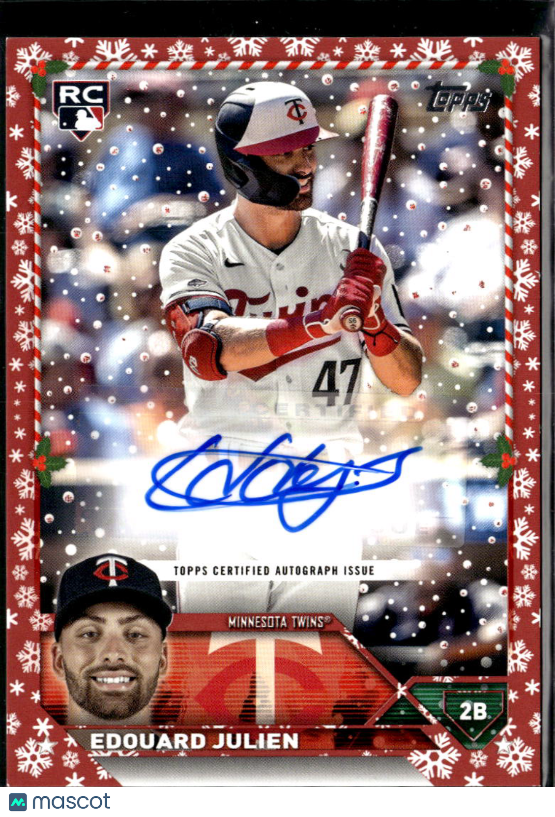 Edouard Julien 2023 Topps Holiday RC Auto Autograph 17/25 Minnesota Twins