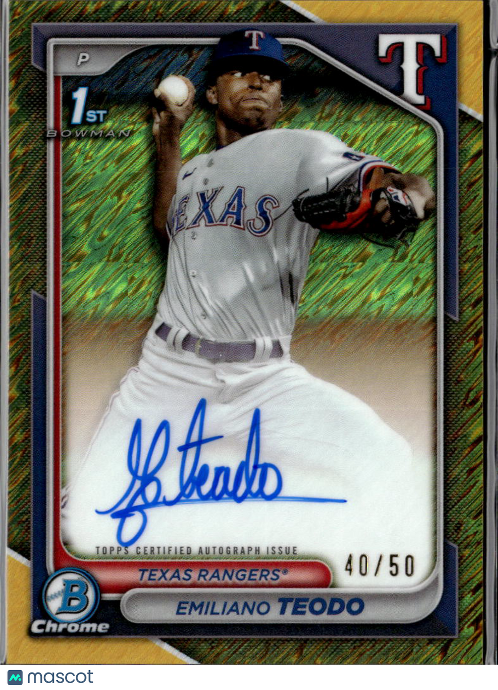 Emiliano Teodo 2024 Bowman Chrome 1st Auto Autograph GOLD 40/50 Texas Rangers