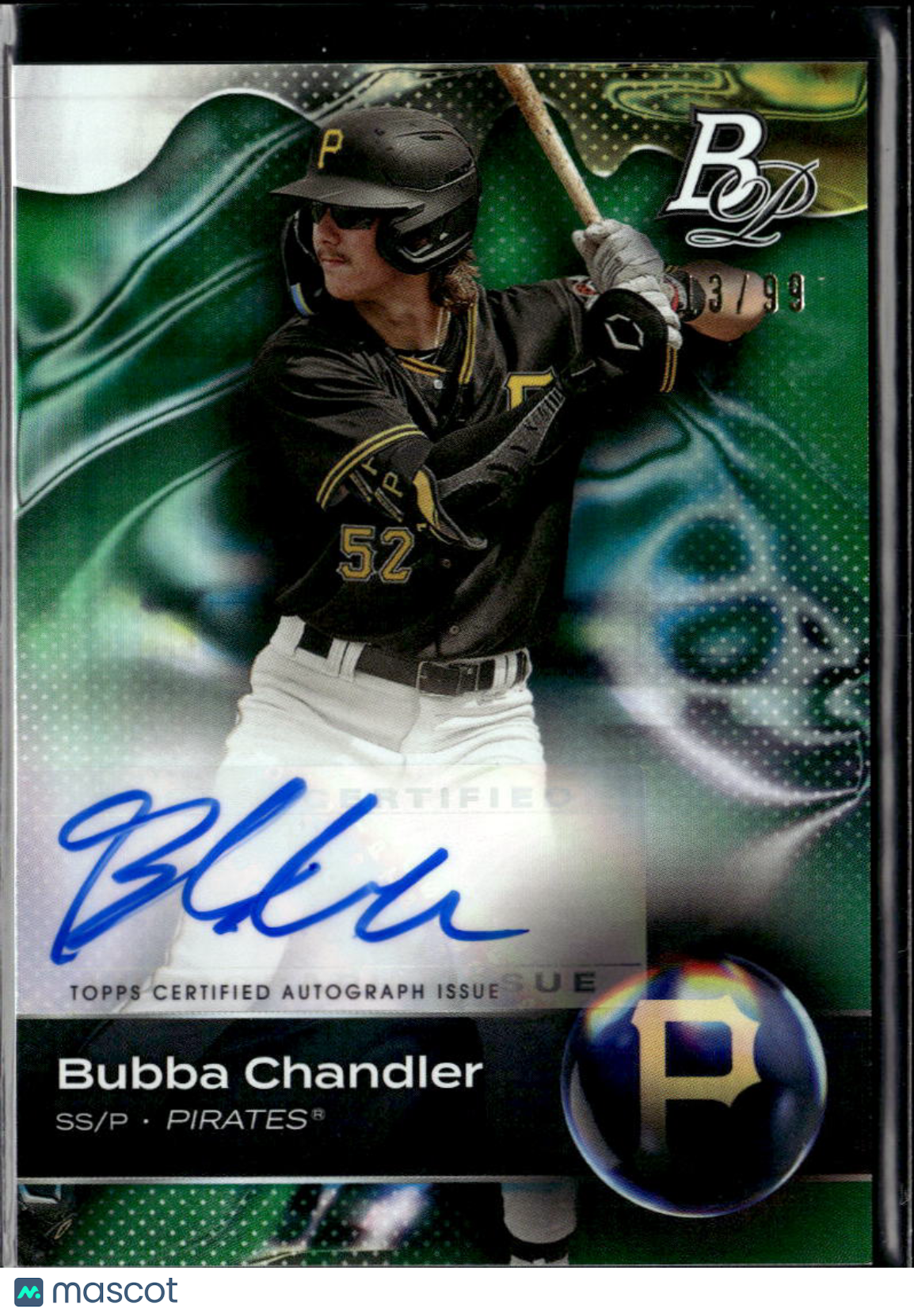 Bubba Chandler 2023 Bowman Platinum Auto Green Ice /99 Pittsburgh Pirates