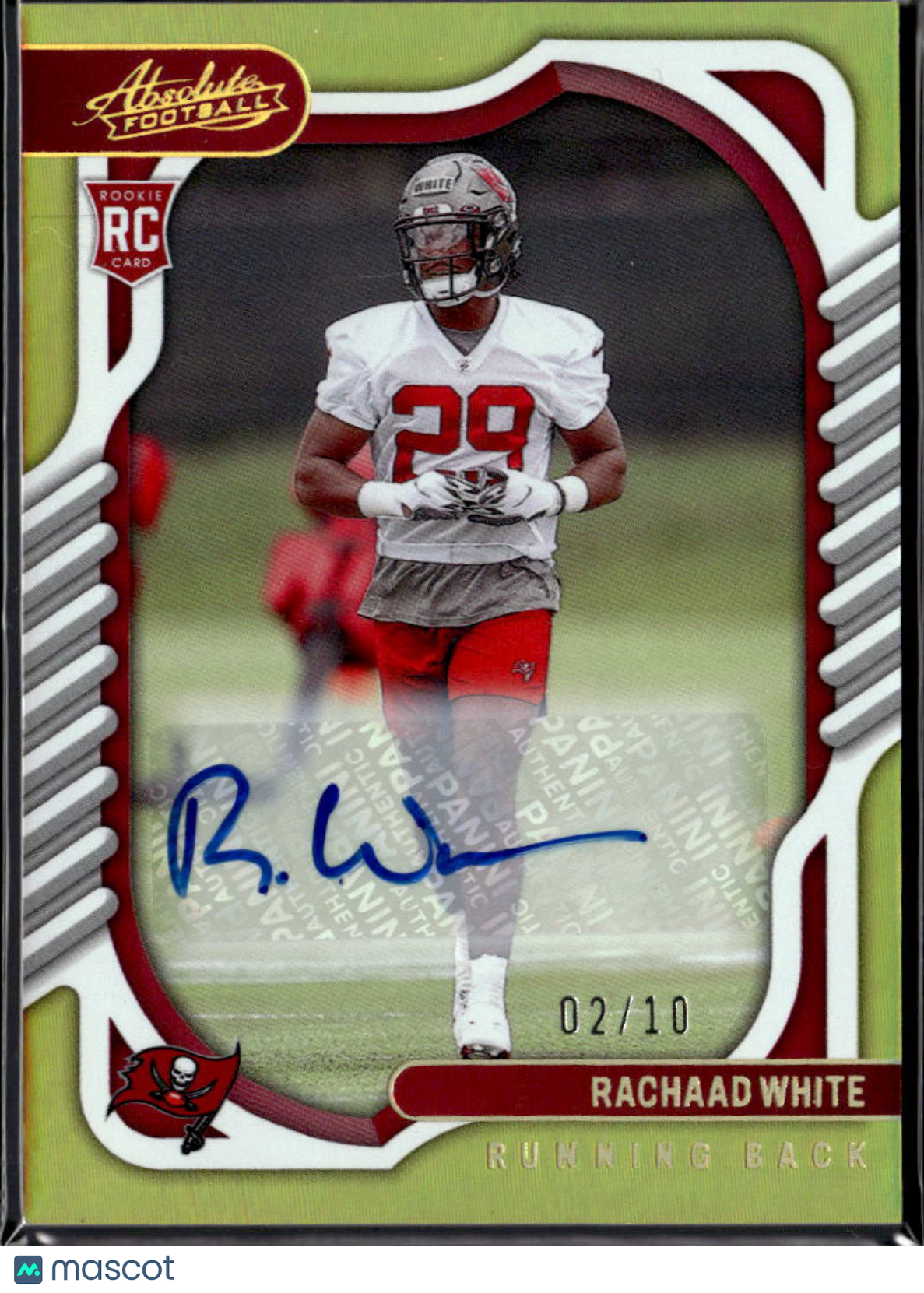 Rachaad White 2022 Absolute Auto Autograph RC GOLD 2/10 Tampa Bay Buccaneers