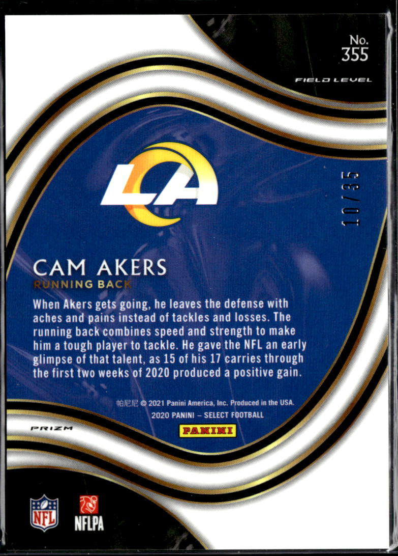 Cam Akers 2020 Select Field Level White Prizm Rookie RC 10/35 Los Angeles Rams