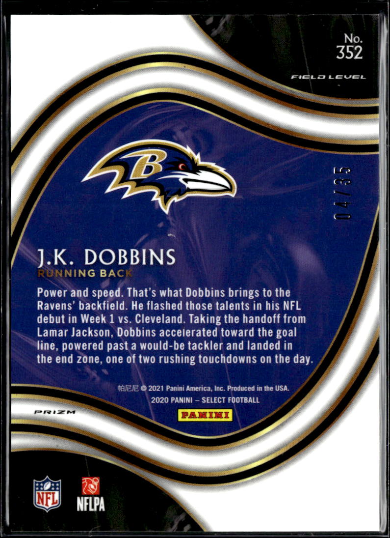 J.K. Dobbins 2020 Select Field Level White Prizm Rookie RC 4/35 Baltimore Ravens