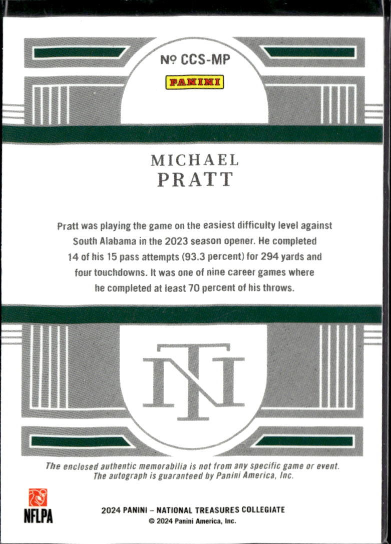 Michael Pratt 2024 National Treasures Auto Autograph Patch RC Tulane 67/99