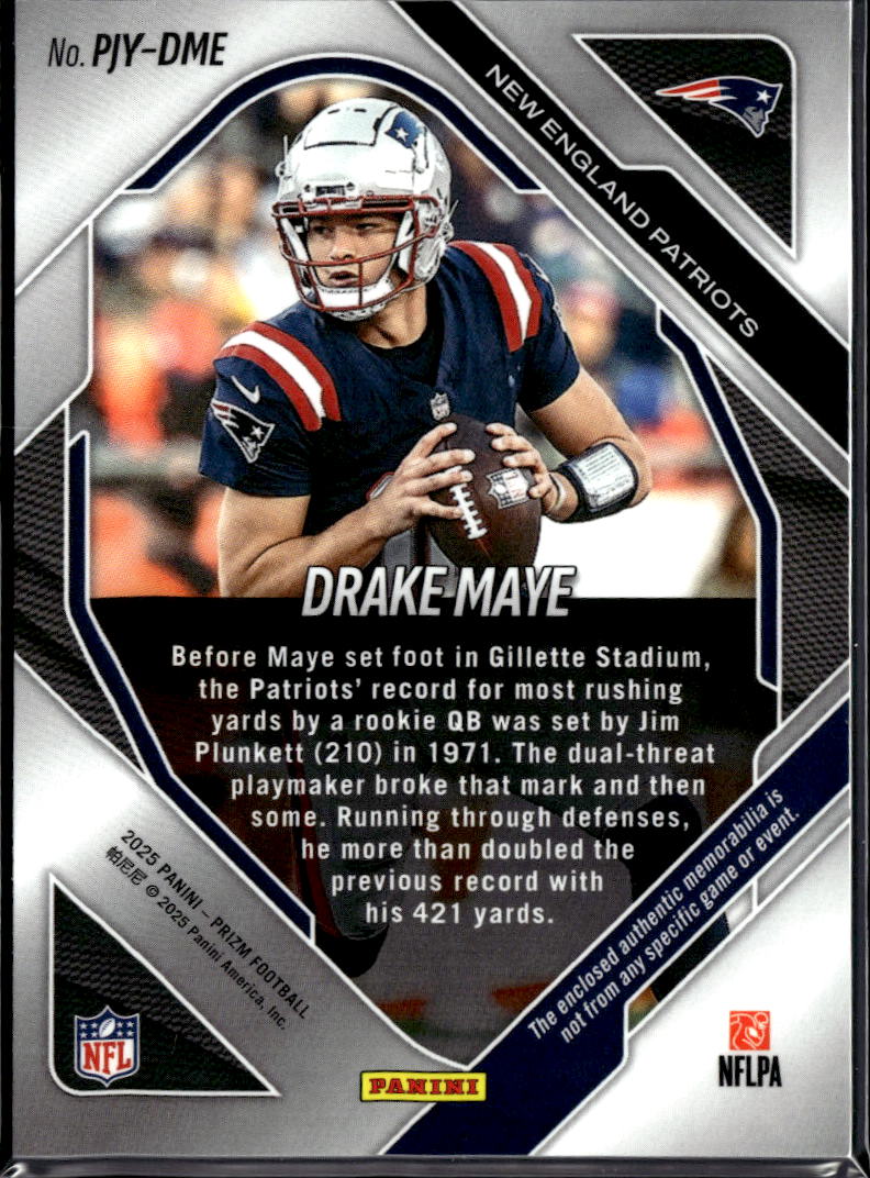 Drake Maye 2025 Panini Prizm Pink Jersey Patch New England Patriots
