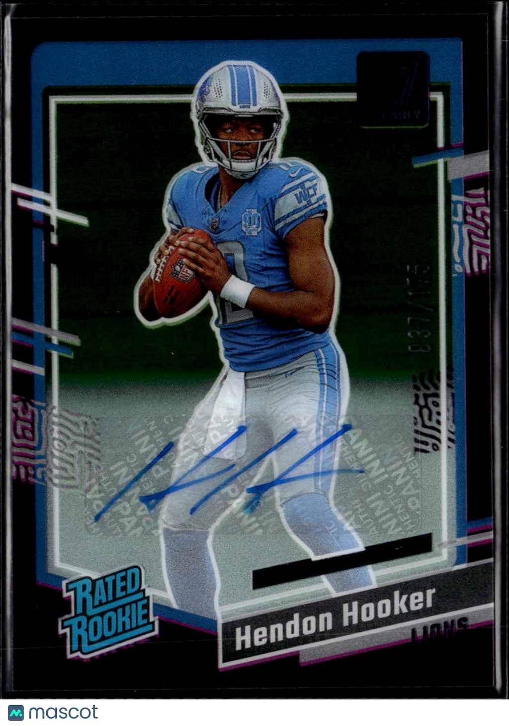 Hendon Hooker 2023 Clearly Donruss Rated Rookie Auto Autograph 37/175 Lions