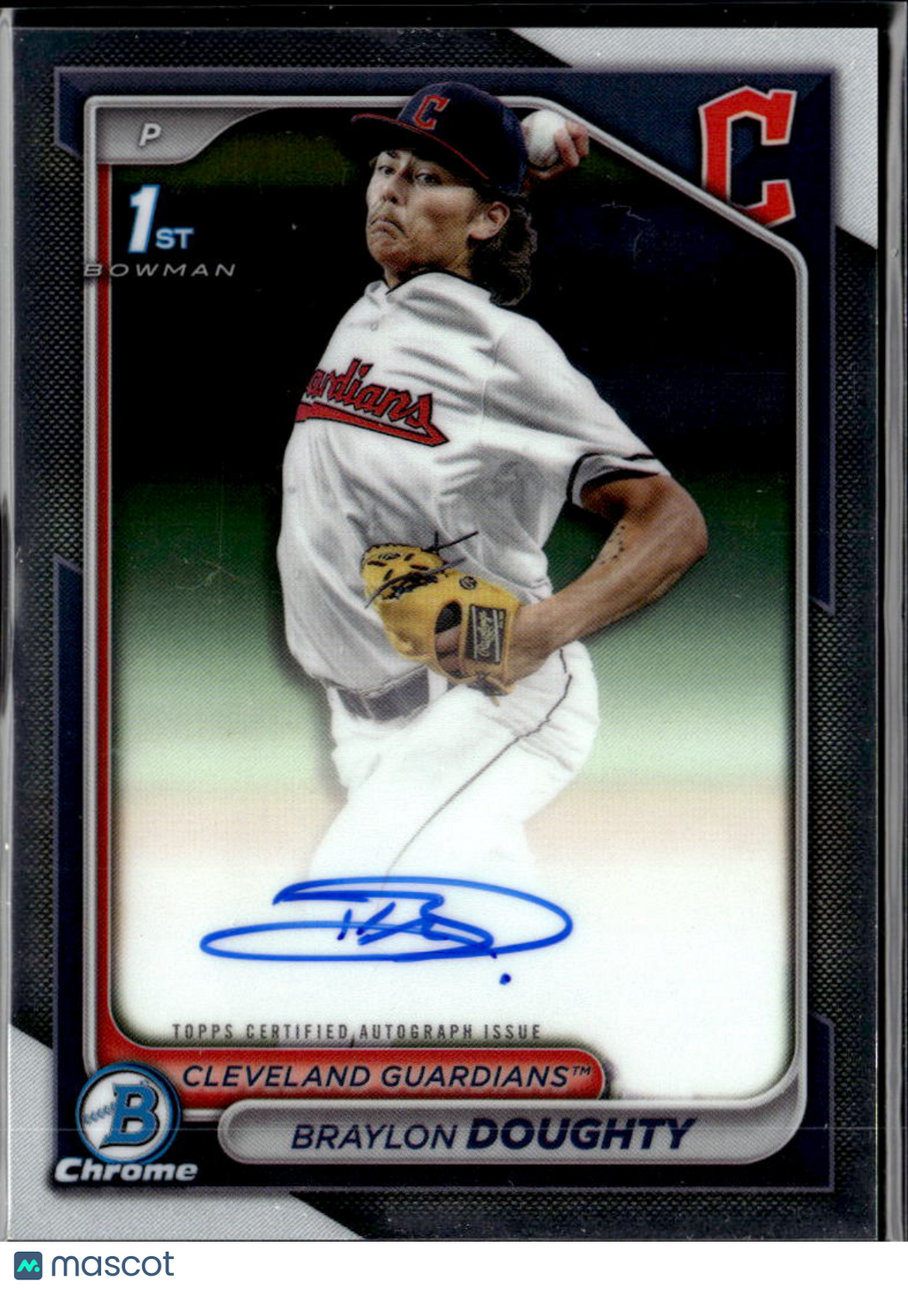 Braylon Doughty 2024 Bowman Chrome 1st Auto Autograph RC Cleveland Guardians