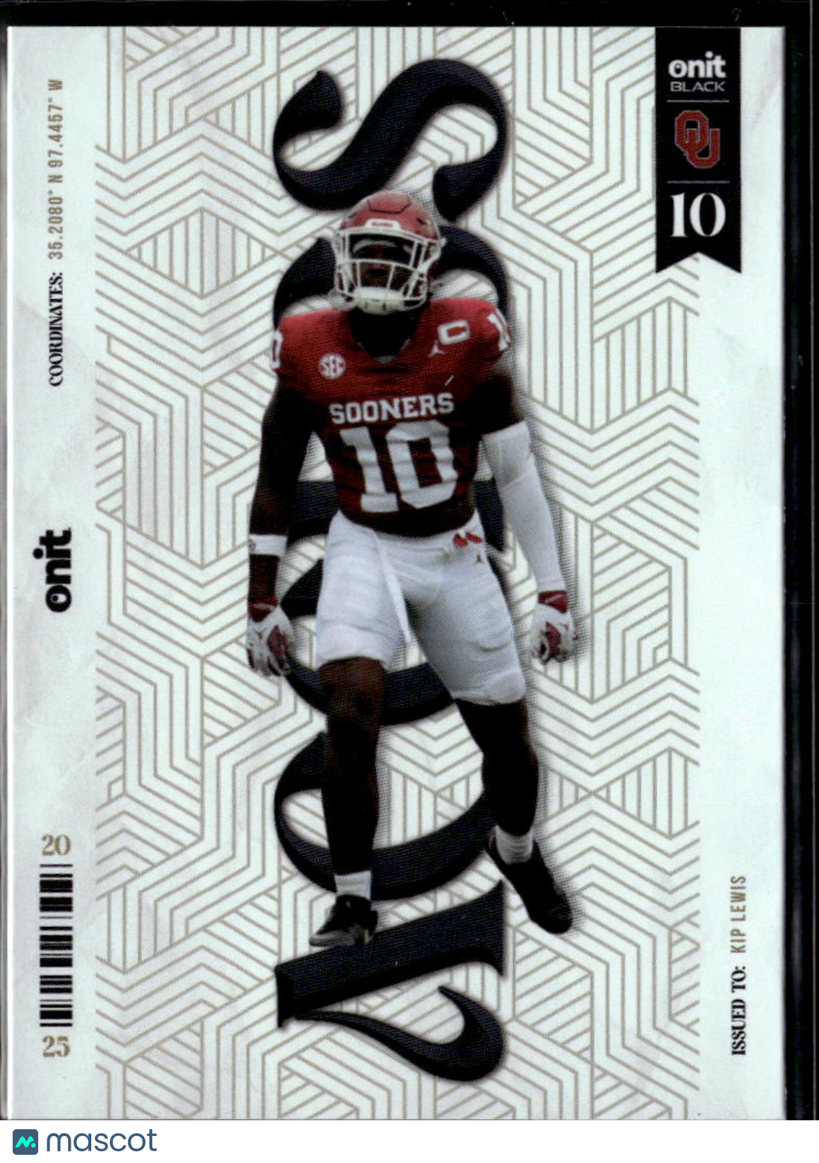 Kip Lewis 2025 Onit Black Access Rookie RC SSP Oklahoma Sooners