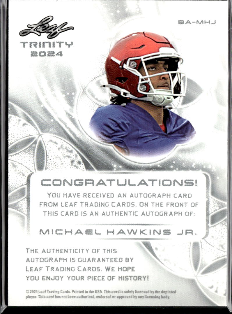 Michael Hawkins Jr. 2024 Leaf Trinity Auto Autograph RC Sooners 2/15