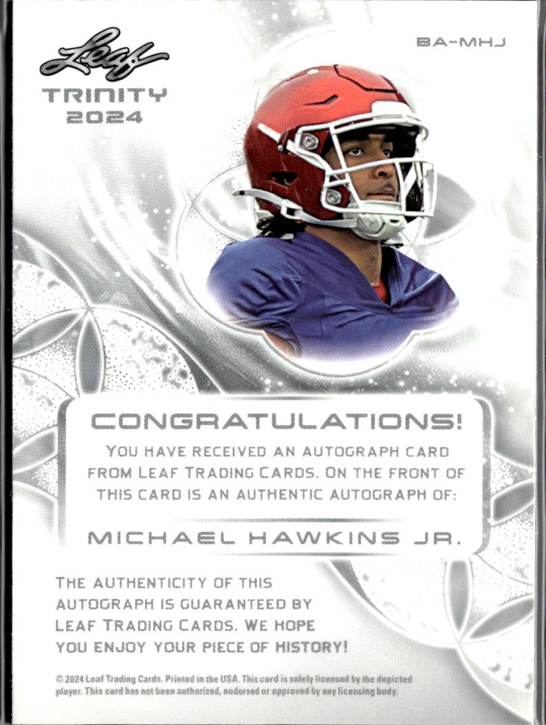 Michael Hawkins Jr. 2024 Leaf Trinity Auto Autograph RC Sooners 1/3