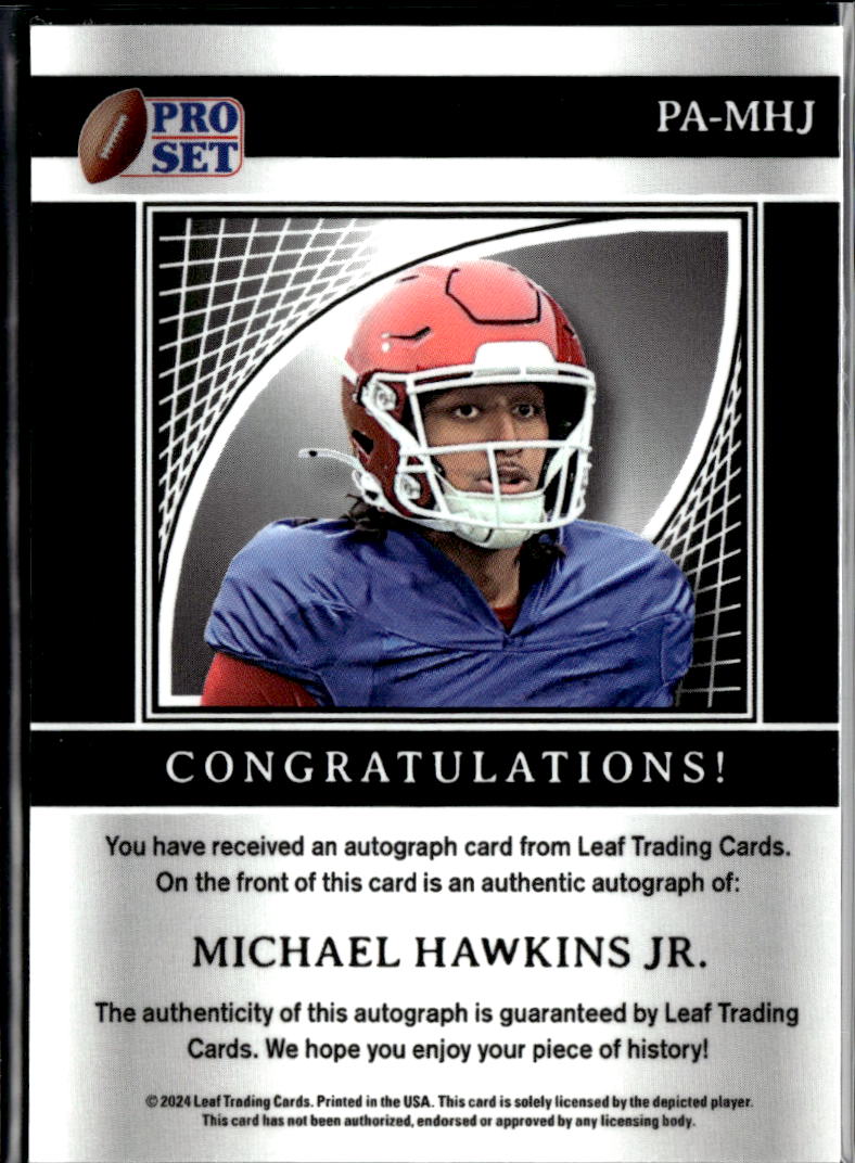 Michael Hawkins Jr. 2024 Leaf Pro Set Auto Autograph RC 4/10 Oklahoma Sooners