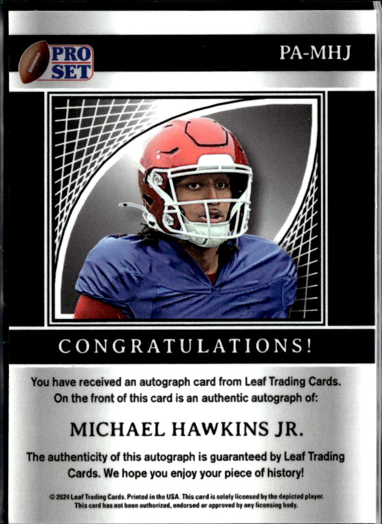 Michael Hawkins Jr. 2024 Leaf Pro Set Auto Autograph RC RED 3/3 Oklahoma Sooners
