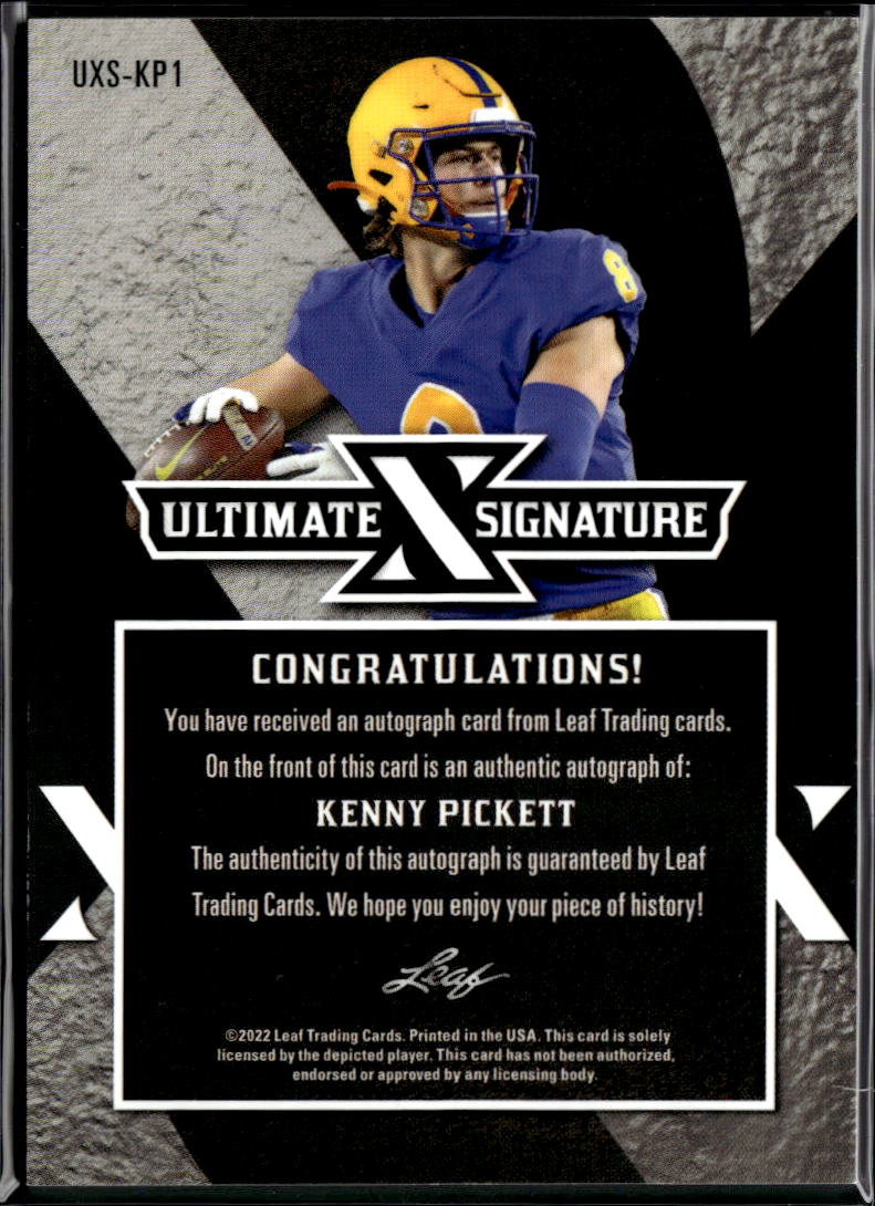 Kenny Pickett 2022 Leaf Ultimate Auto Autograph RC 6/15 Pittsburgh Panthers