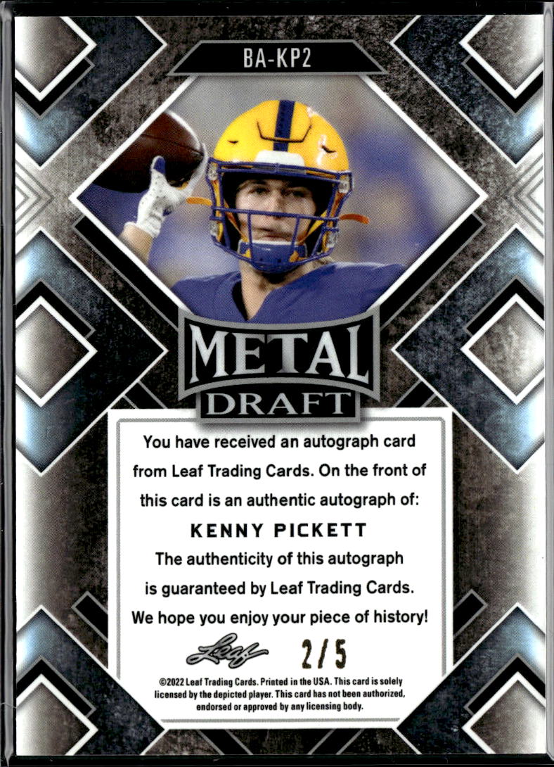 Kenny Pickett 2022 Leaf Metal Auto Autograph RC 2/5 Pittsburgh Panthers