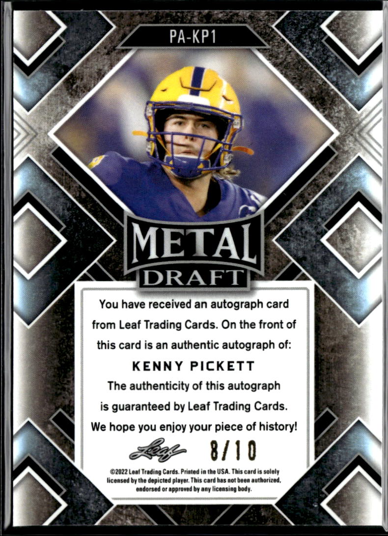 Kenny Pickett 2022 Leaf Metal Auto Autograph RC 8/10 Pittsburgh Panthers