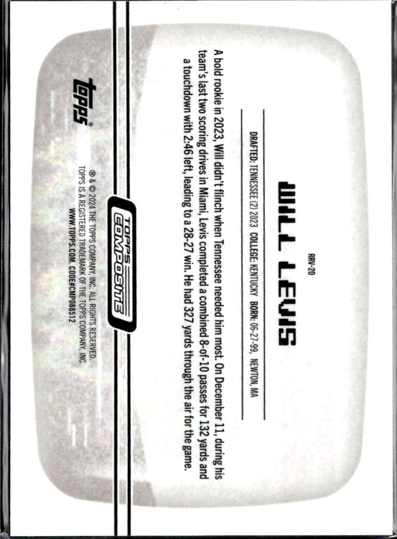 Will Levis 2024 Topps Composite Resurgence Retro Vision RC Tennessee Titans