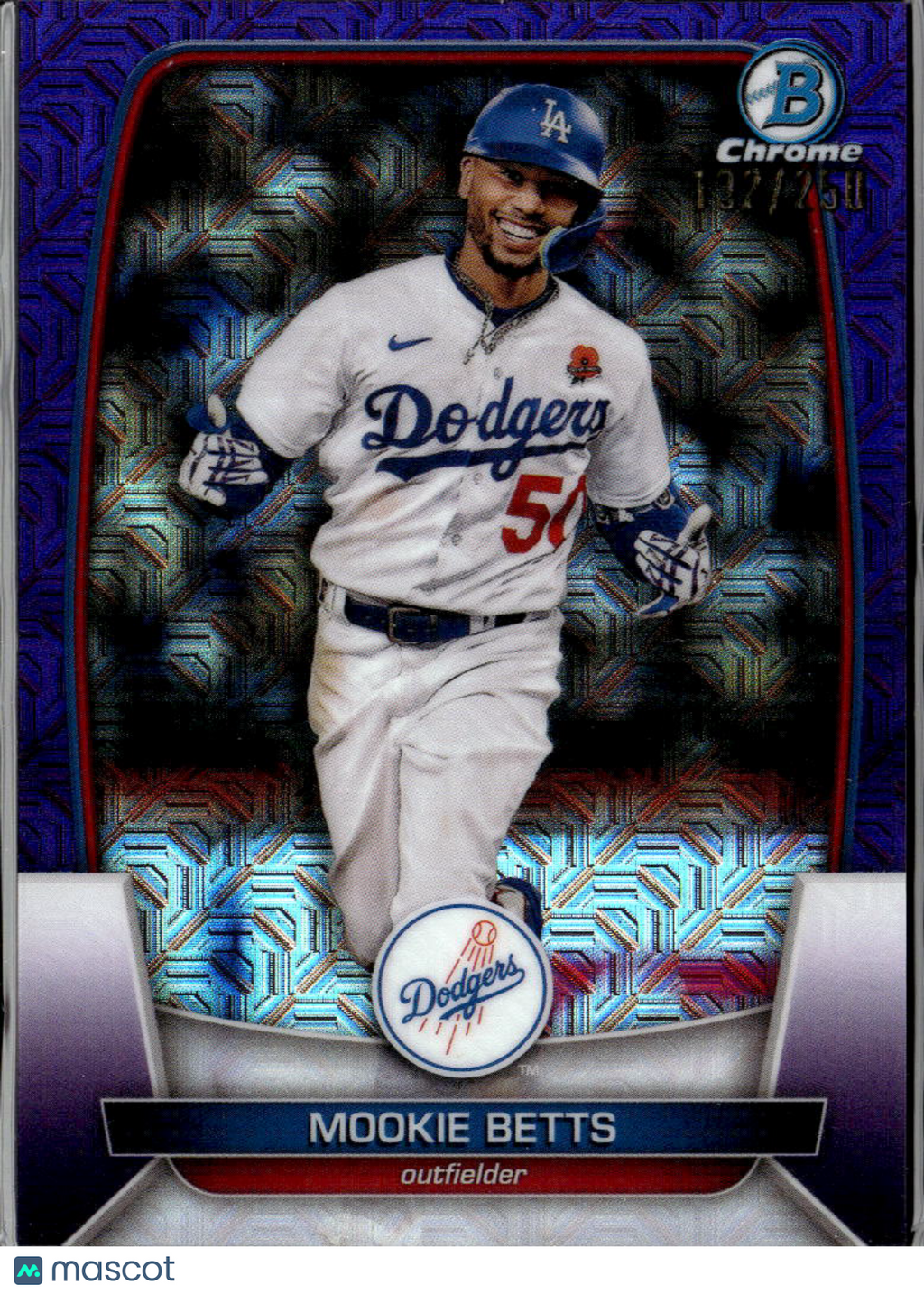 Mookie Betts 2023 Bowman Chrome Purple Mega Box Refractor 132/250 LA Dodgers