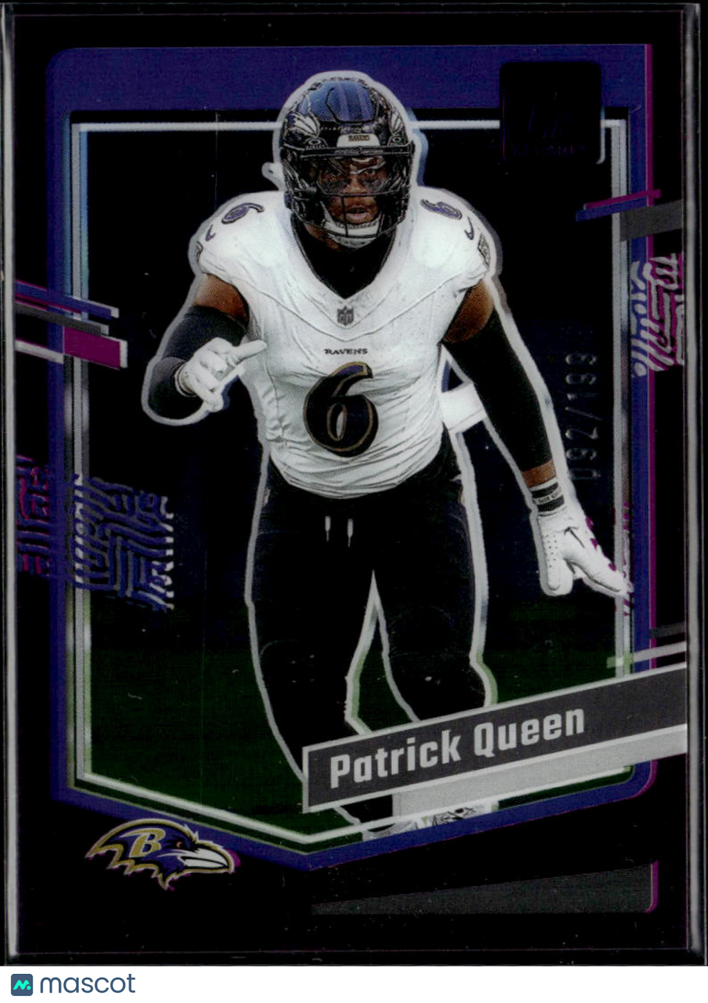 Patrick Queen 2024 Clearly Donruss Purple 92/199 Baltimore Ravens