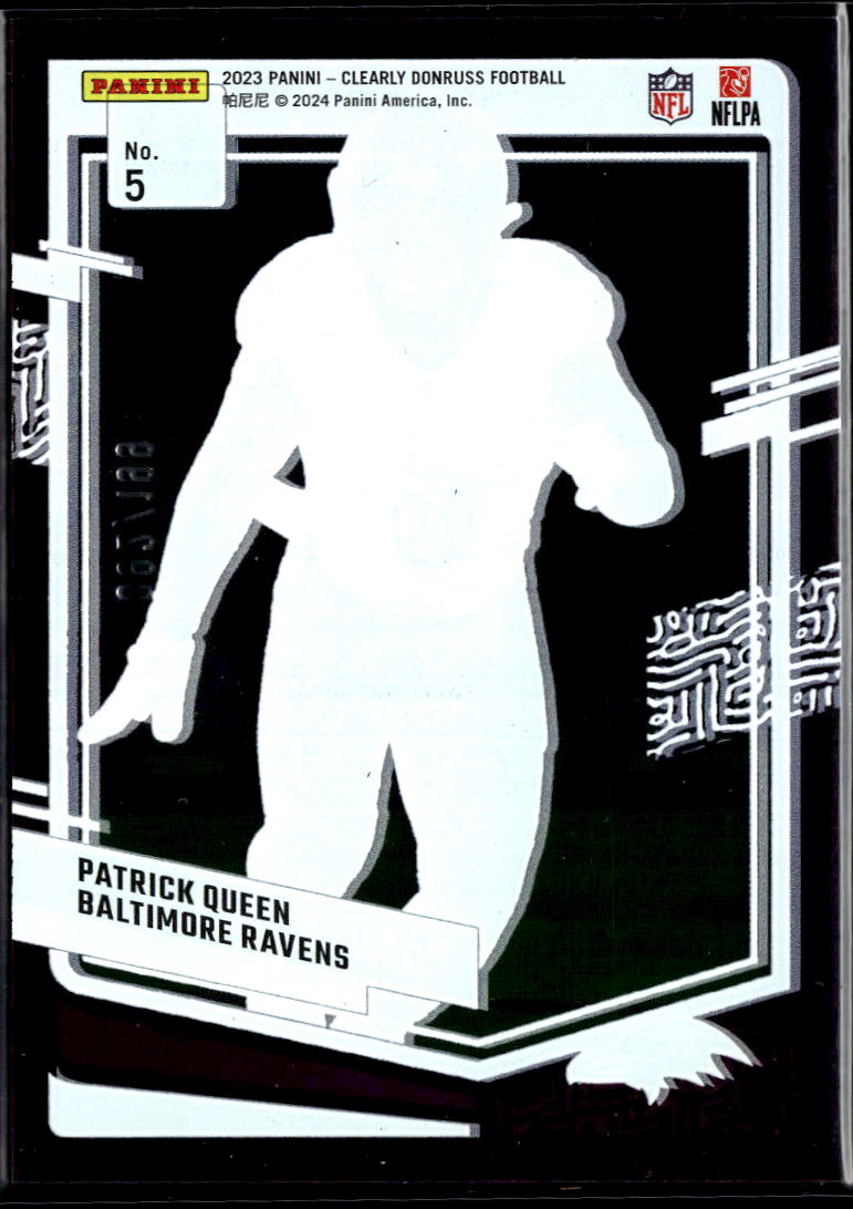 Patrick Queen 2024 Clearly Donruss Purple 92/199 Baltimore Ravens