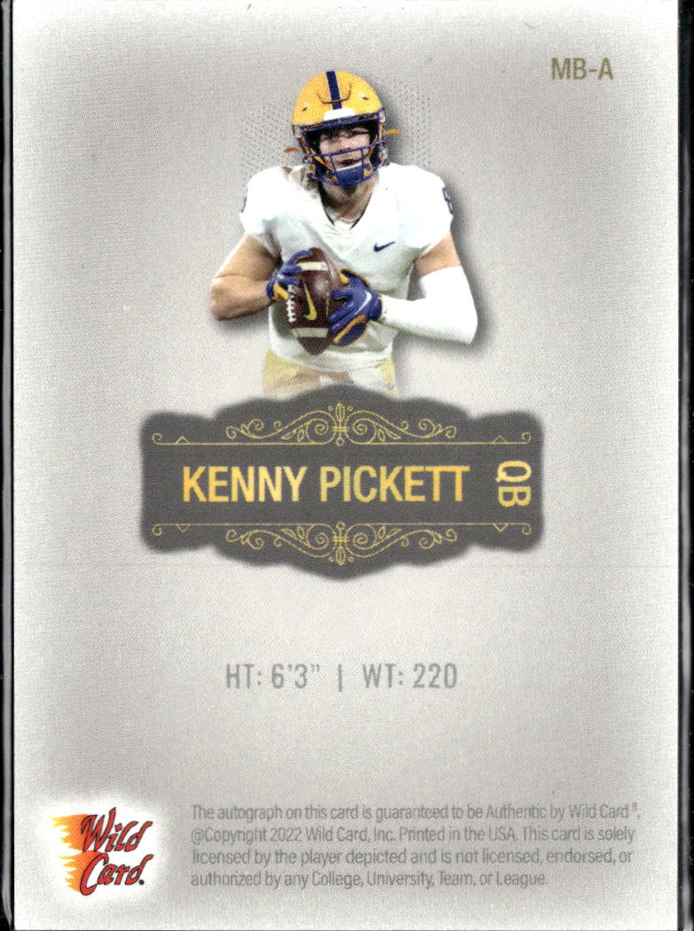 Kenny Pickett 2022 Wild Card Matte Auto Autograph RC 68/100 Pittsburgh Panthers