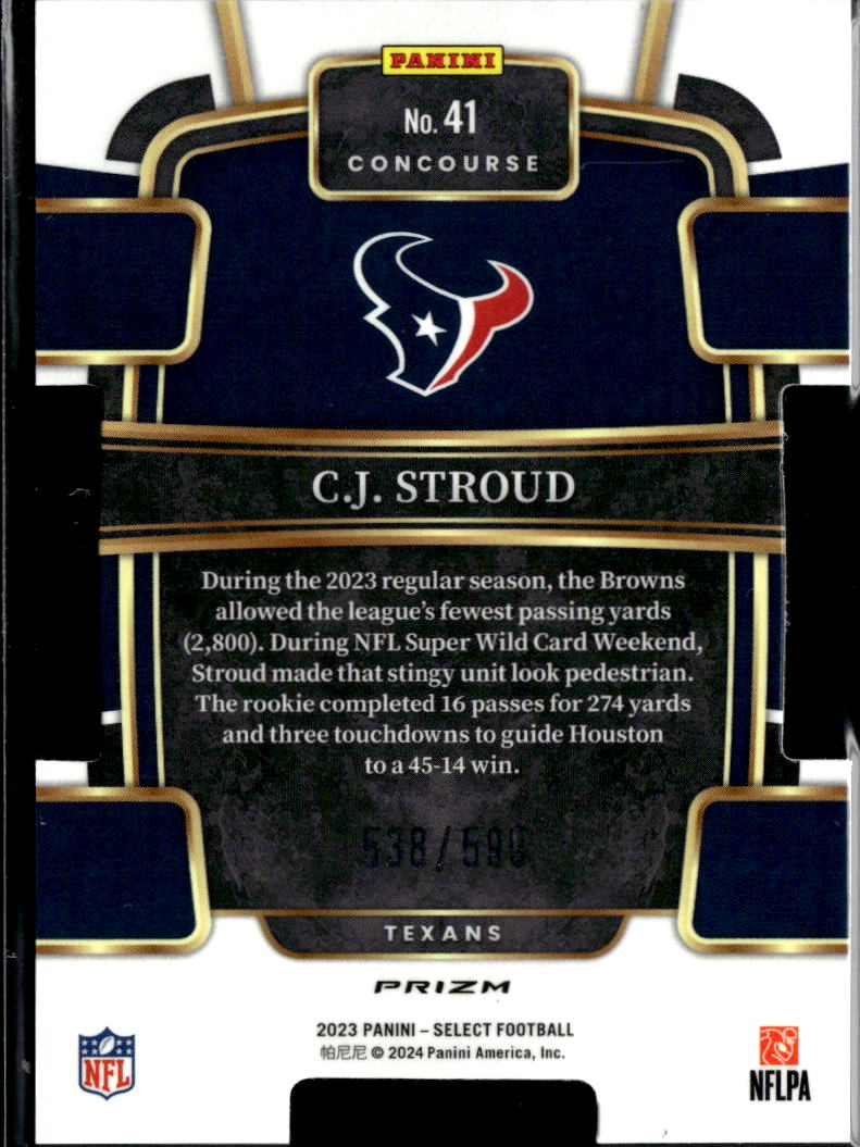 C.J. Stroud 2023 Select Lime Green Prizm Rookie RC 538/599 Houston Texans