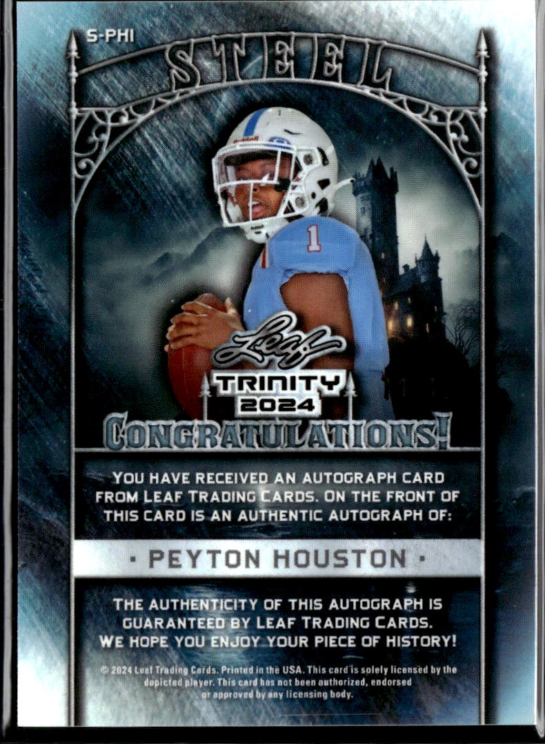 Peyton Houston 2024 Leaf Trinity Steel Auto Autograph RC 11/15 Evangel