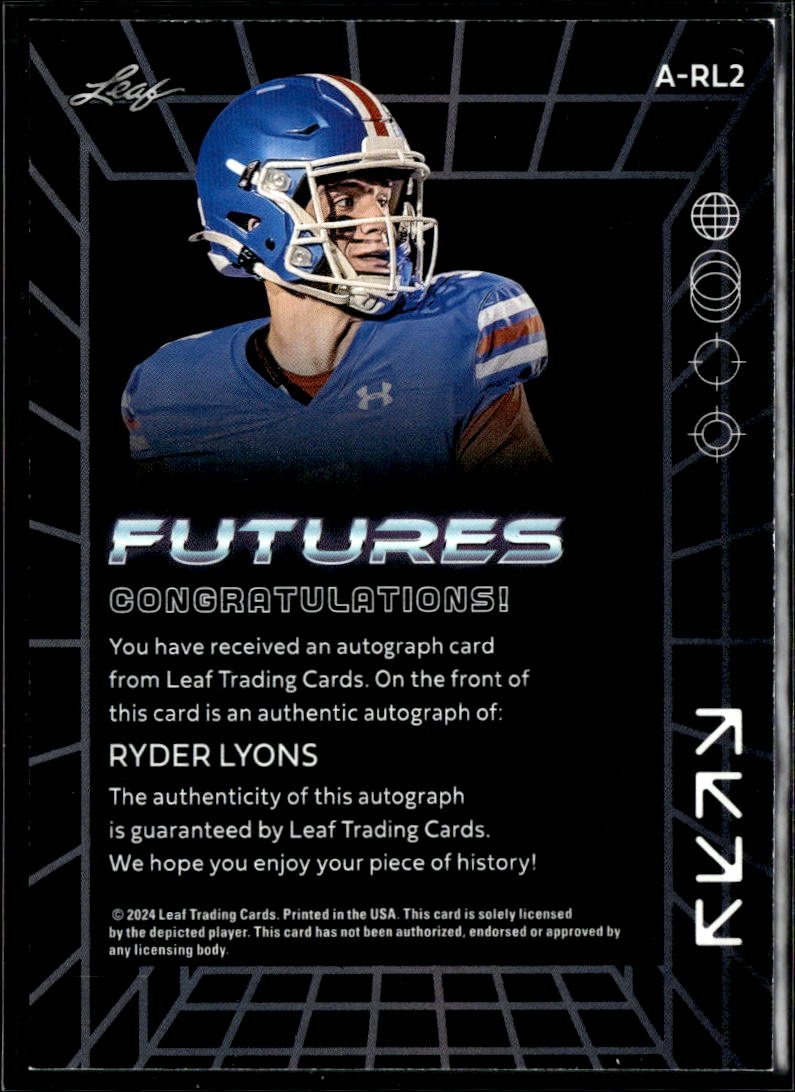 Ryder Lyons 2024 Leaf Futures Auto Autograph RC 16/25 Folsom Bulldogs