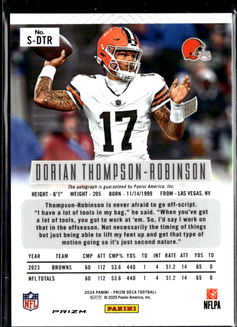 Dorian Thompson-Robinson 2024 Prizm Deca Auto Autograph RC Cleveland Browns