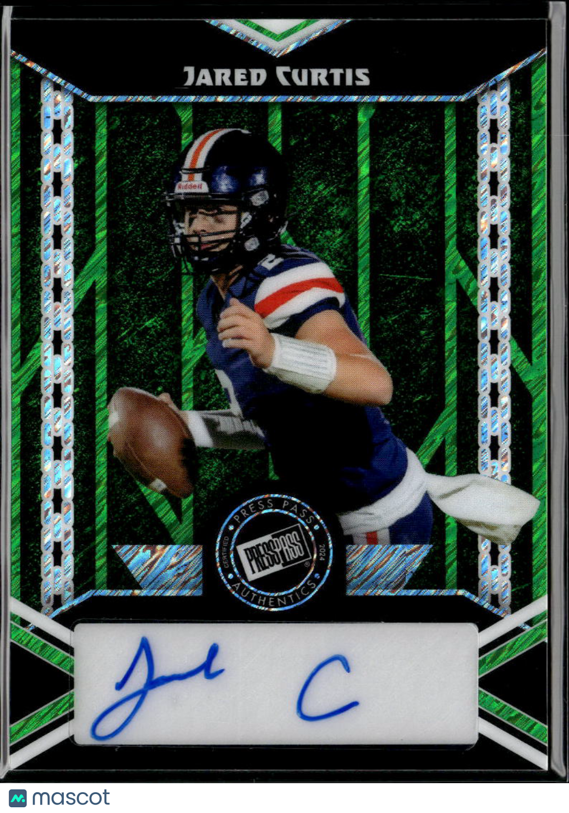 Jared Curtis 2024 Leaf Press Pass Auto Autograph Green Vanderbilt