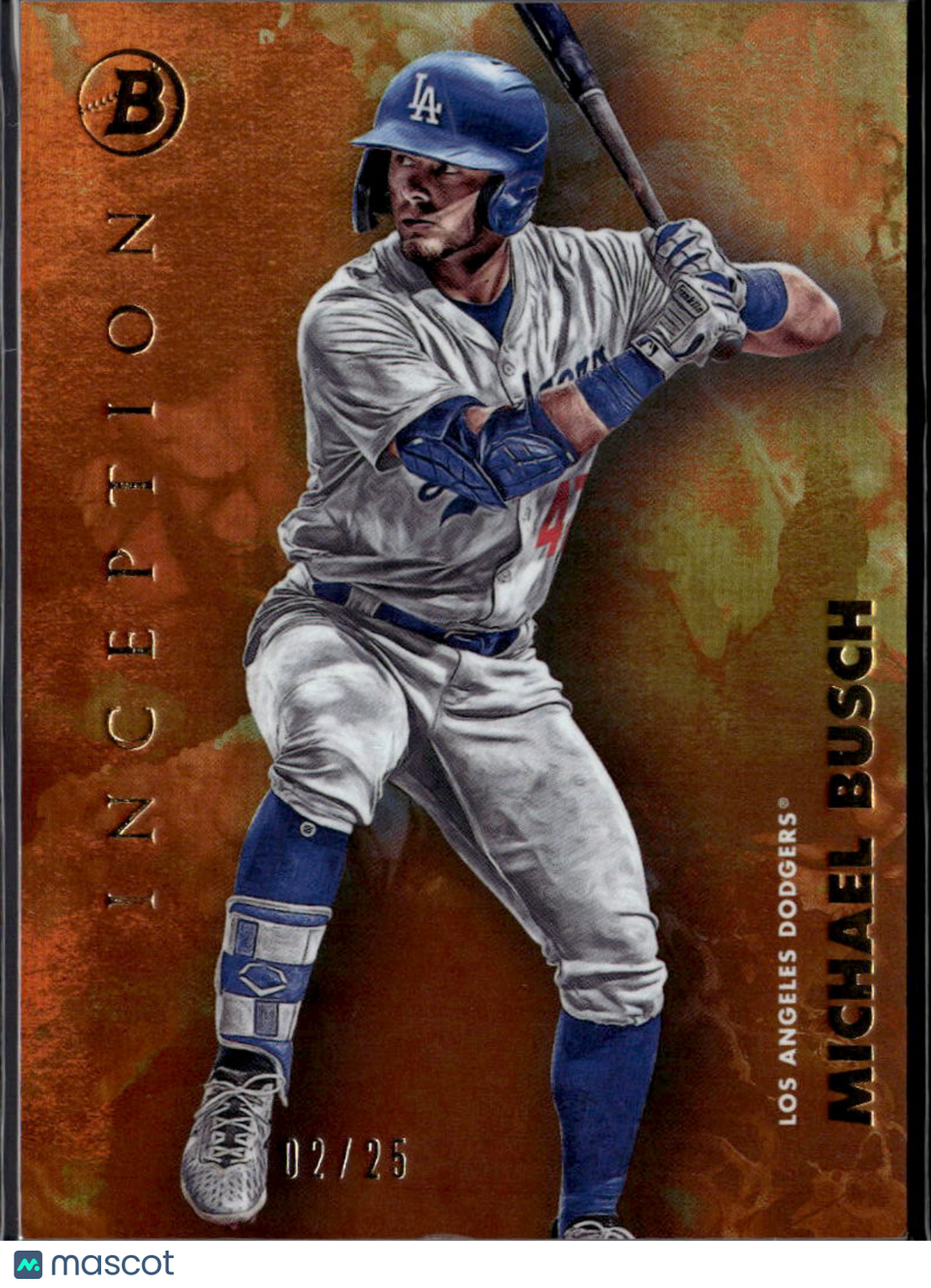 Michael Busch 2021 Bowman Inception Orange RC 2/25 Los Angeles Dodgers