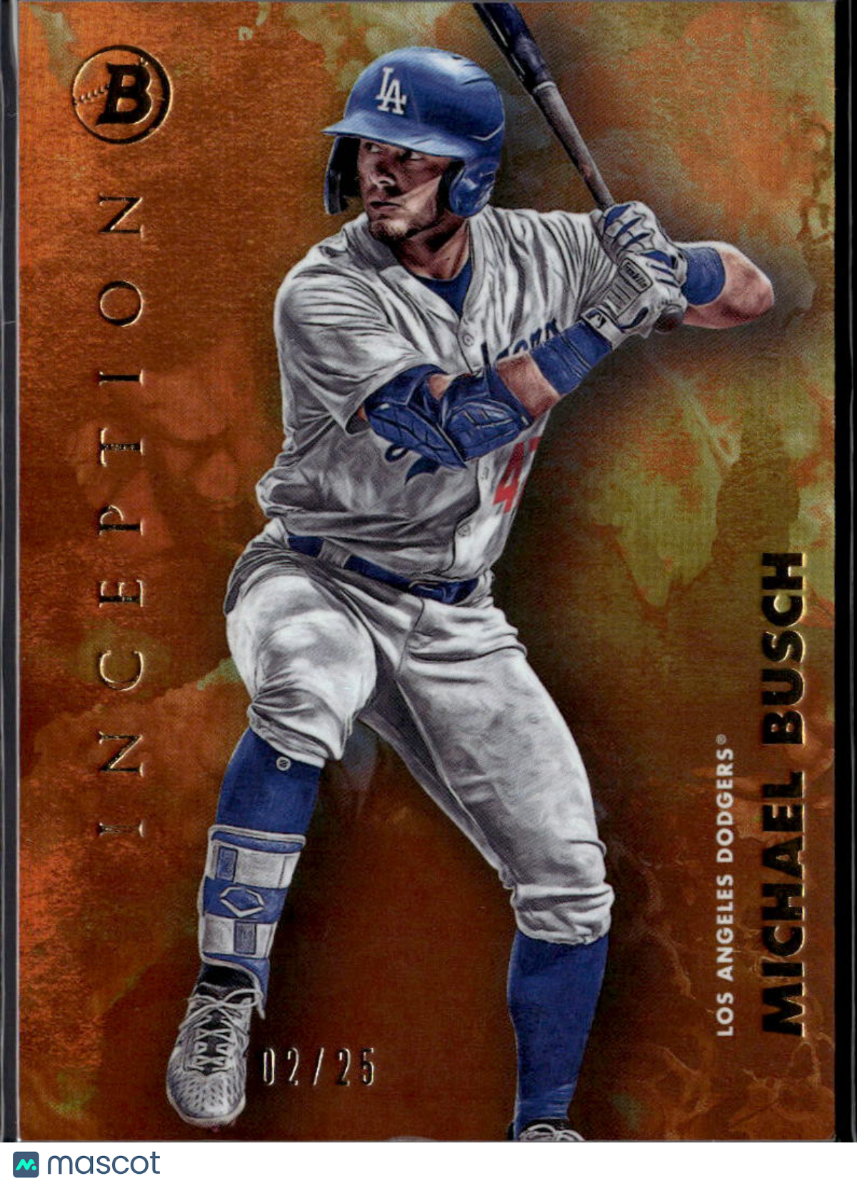 Michael Busch 2021 Bowman Inception Orange RC 2/25 Los Angeles Dodgers