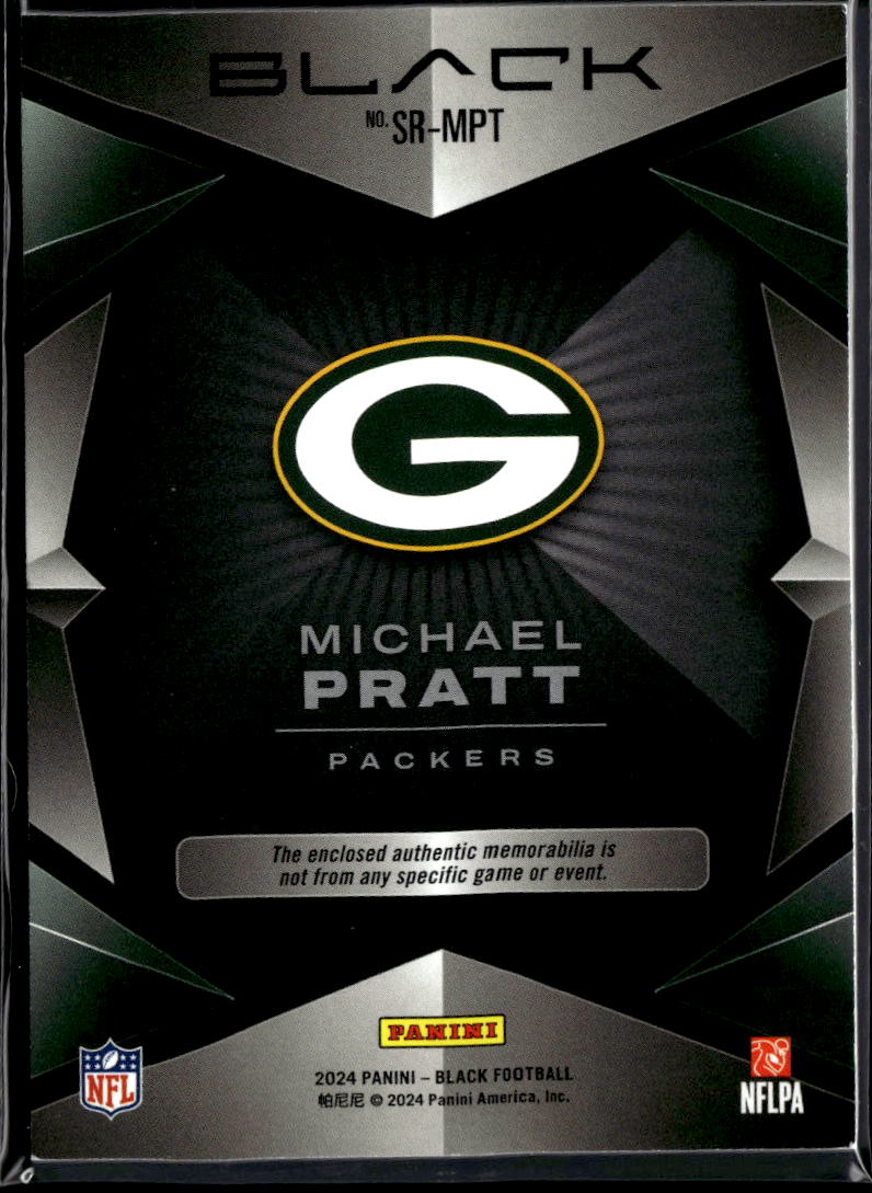 Michael Pratt 2024 Black Jumbo Jersey Patch RC Rookie 4/25 Green Bay Packers