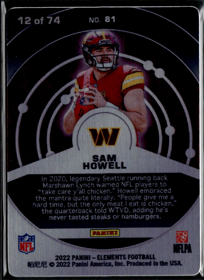Sam Howell 2022 Elements Tungsten Rookie RC 12/74 Washington Commanders