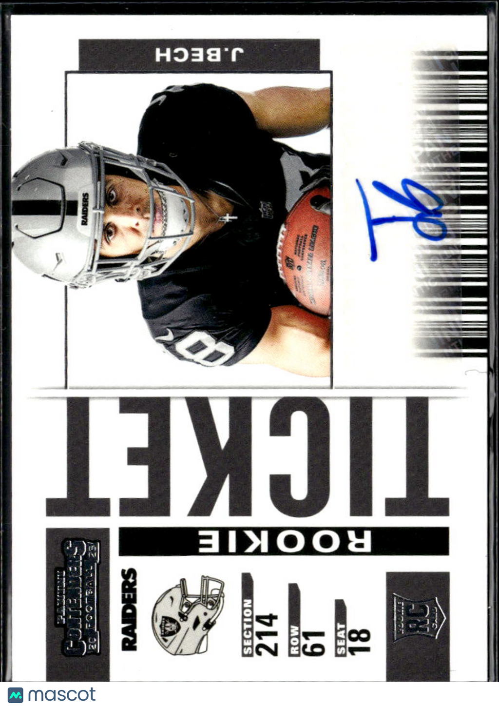 Jack Bech 2025 Contenders Auto Autograph RC Rookie Las Vegas Raiders