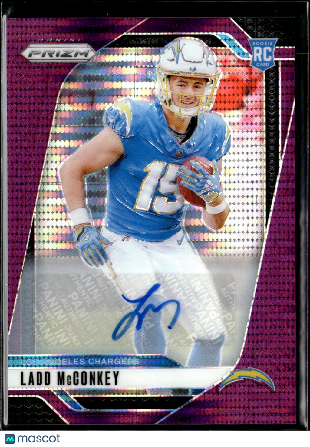 Ladd McConkey 2024 Prizm Auto Autograph Purple Pulsar RC Los Angeles Chargers
