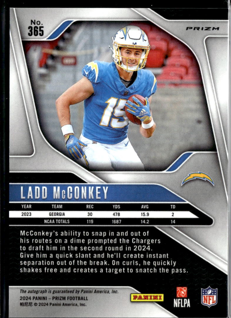 Ladd McConkey 2024 Prizm Auto Autograph Purple Pulsar RC Los Angeles Chargers