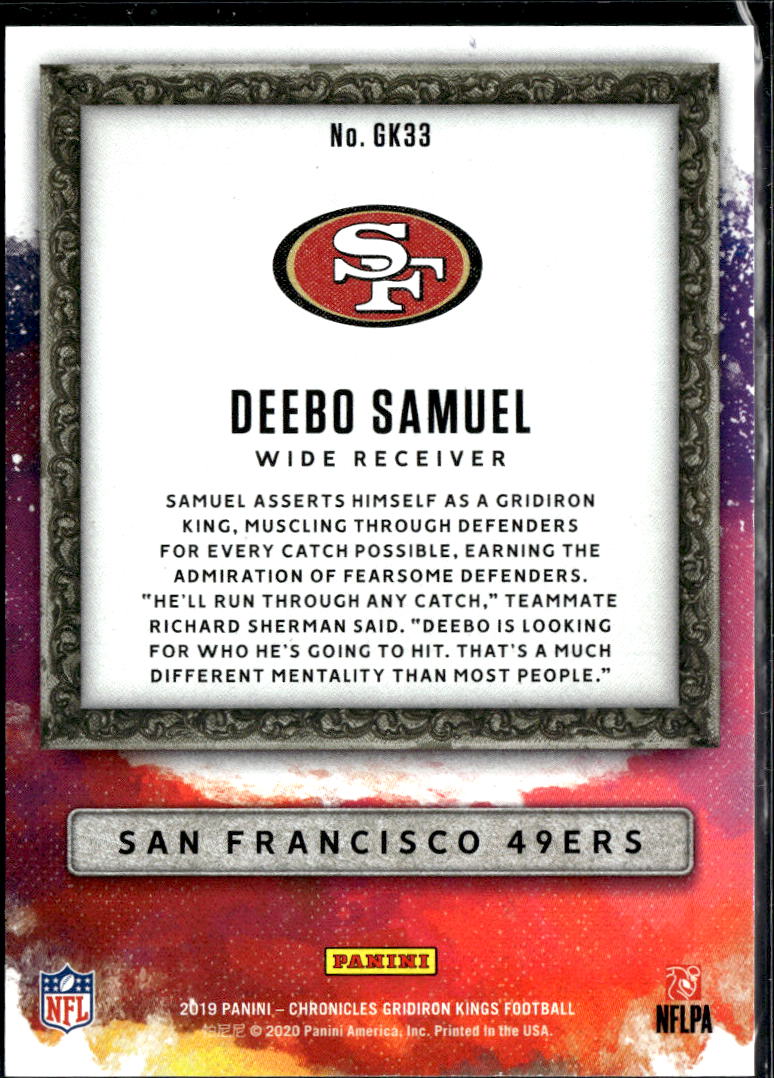 Deebo Samuel 2020 Chronicles Gridiron Kings red RC 84/199 San Francisco 49ers