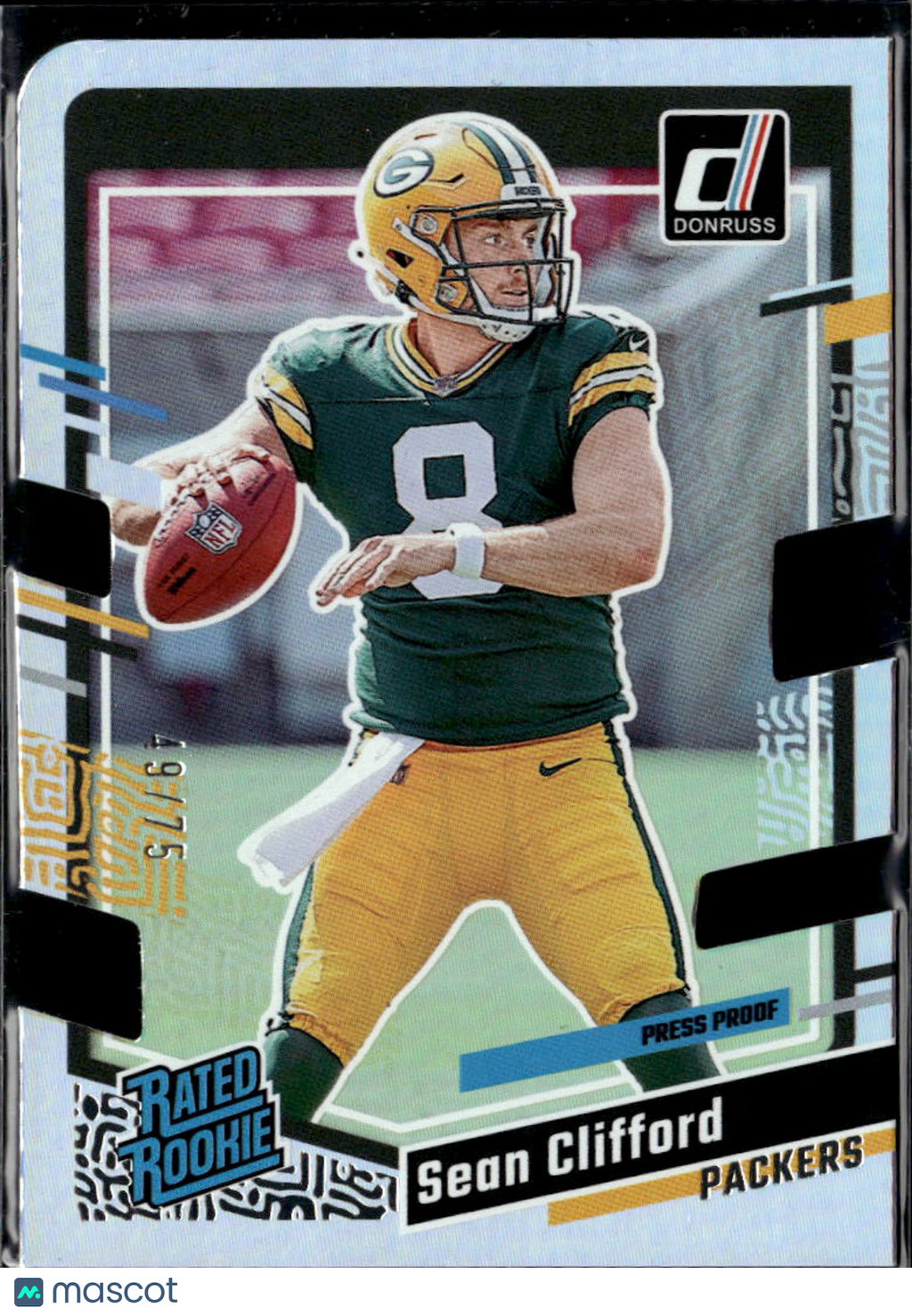 Sean Clifford 2023 Donruss Silver Press Proof Rated Rookie 49/75 Packers