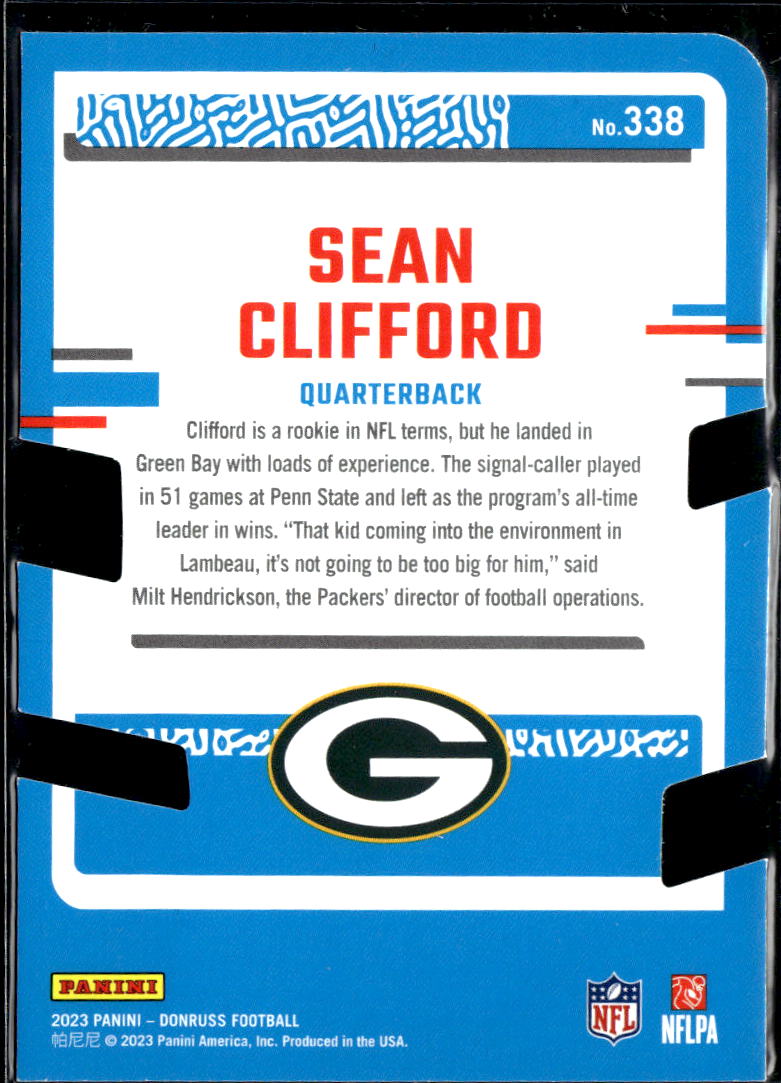 Sean Clifford 2023 Donruss Silver Press Proof Rated Rookie 49/75 Packers