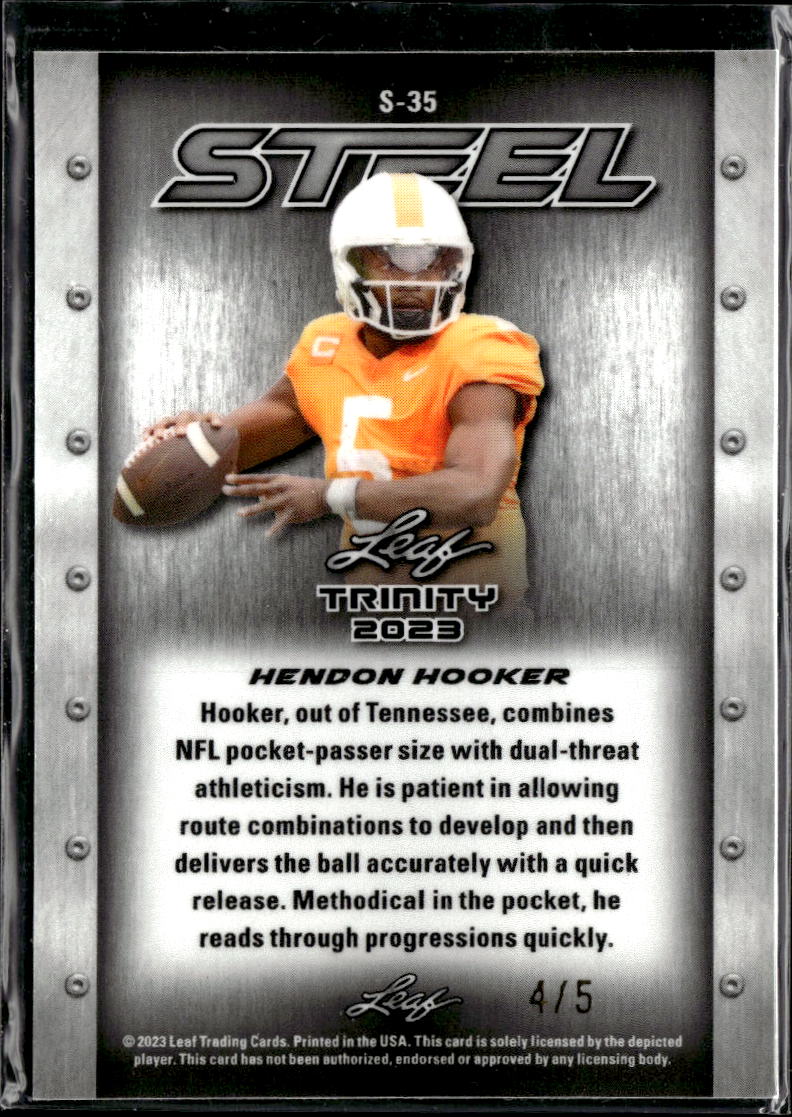 Hendon Hooker 2023 Leaf Trinity Iron Steel Green RC 4/5 Tennessee Volunteers