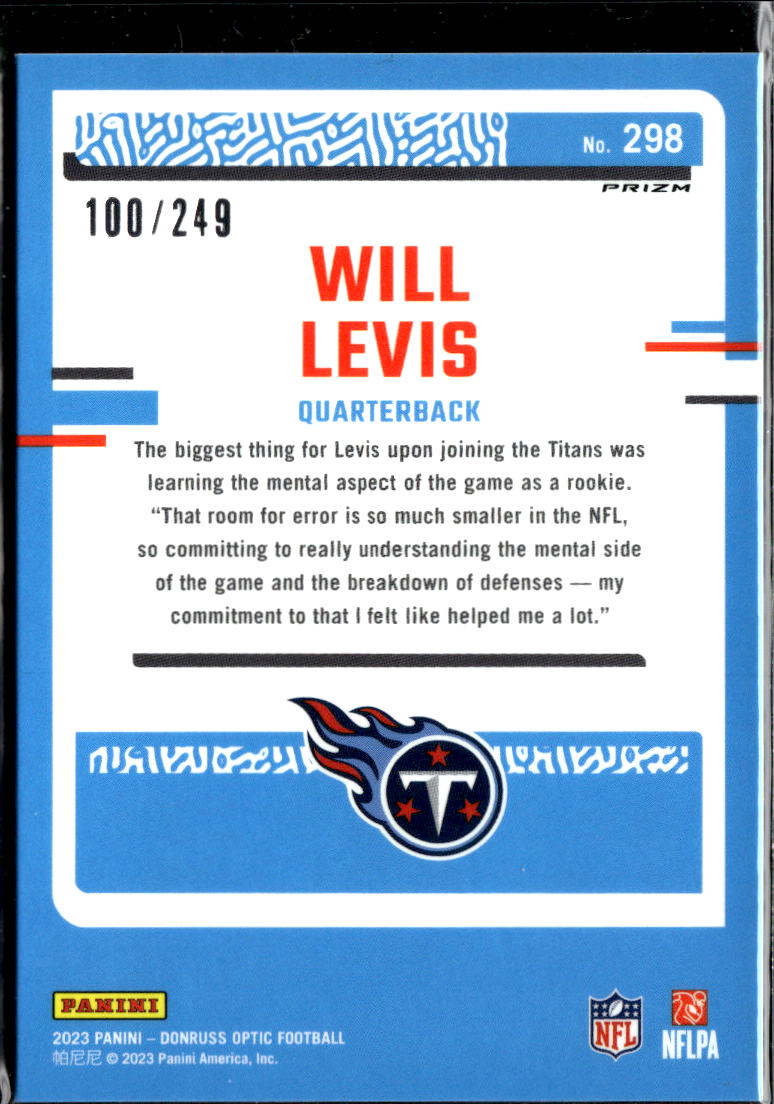 Will Levis 2023 Optic Rated Rookie Orange Prizm RC 100/249 Tennessee Titans