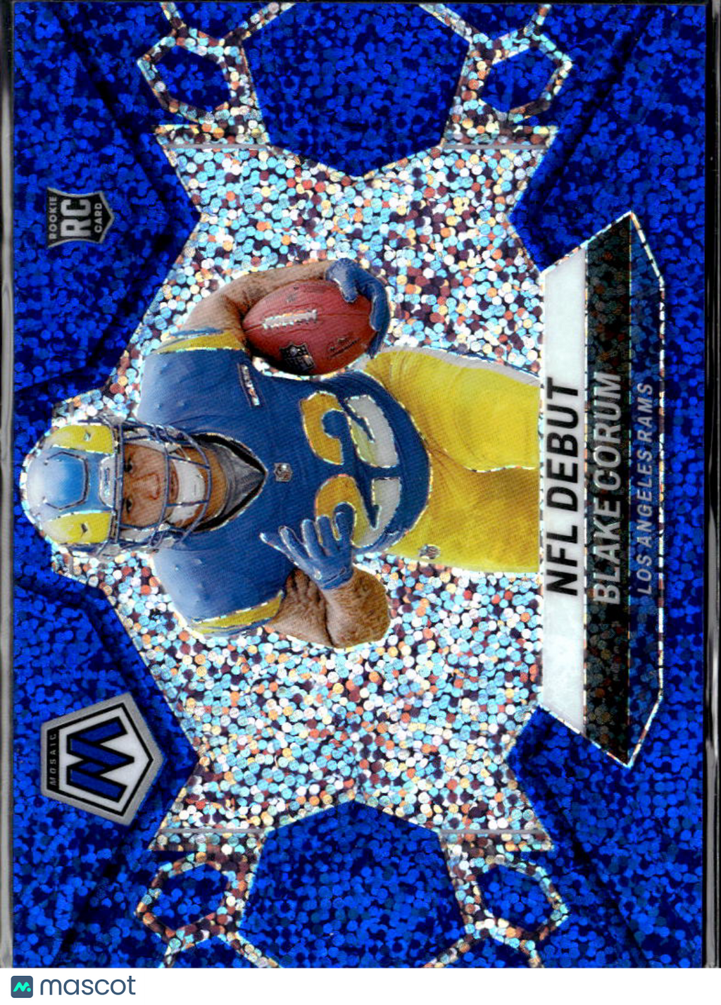Blake Corum 2024 Mosaic RC Blue Sparkle Prizm Rookie 59/96 Los Angeles Rams