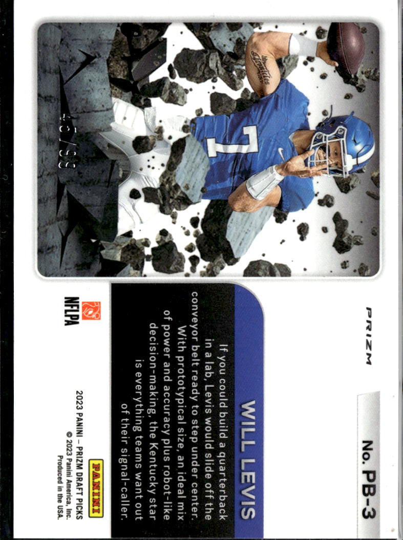 Will Levis 2023 Prizm Draft Blue Ice Prizm Rookie RC 45/99 Kentucky Wildcats