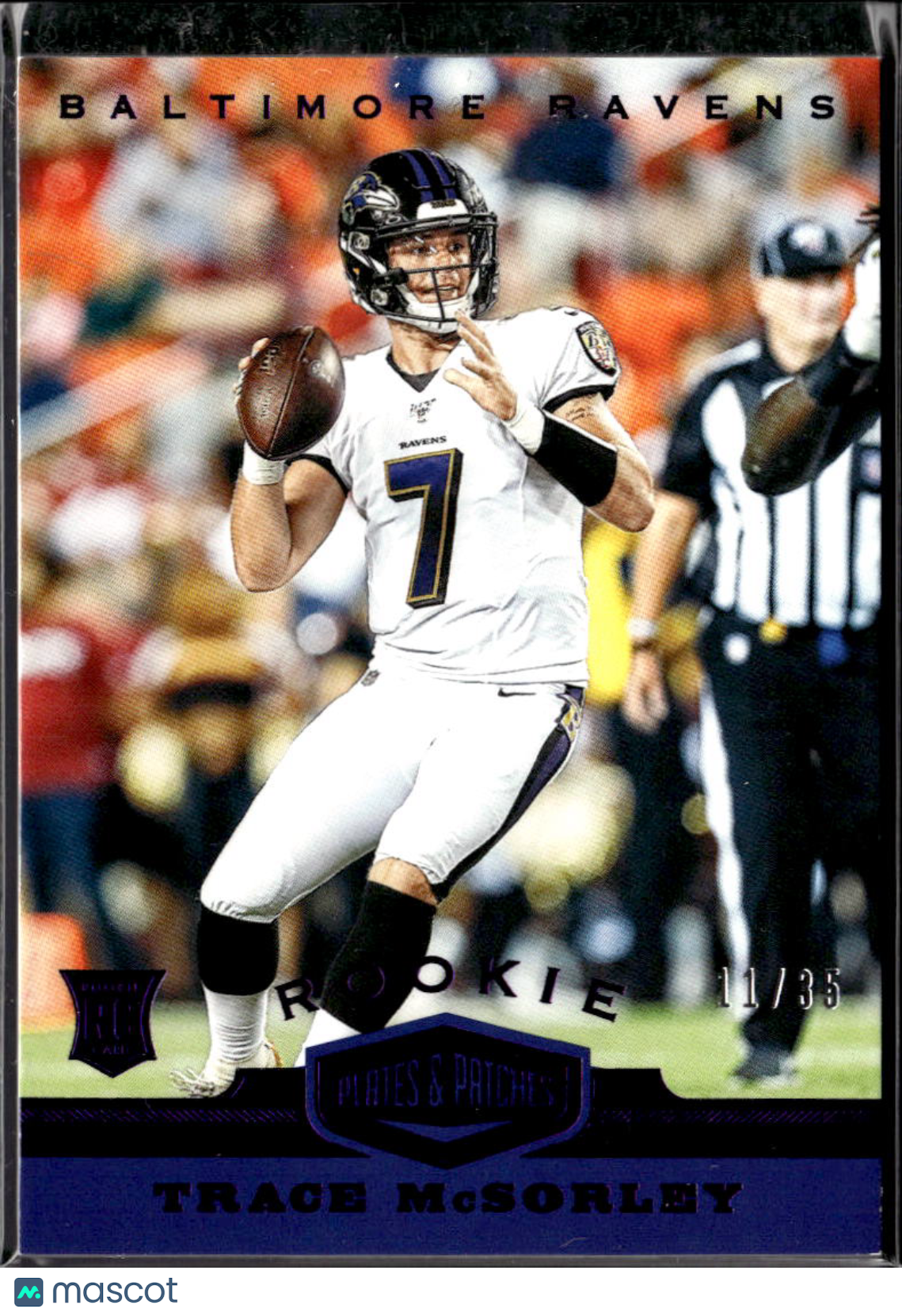 Trace McSorley 2019 Plates & Patches Purple Rookie RC 11/35 Baltimore Ravens