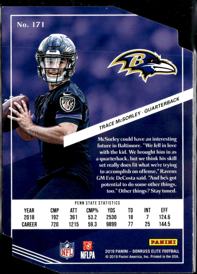 Trace McSorley 2019 Elite GOLD Status Rookie RC 8/24 Baltimore Ravens