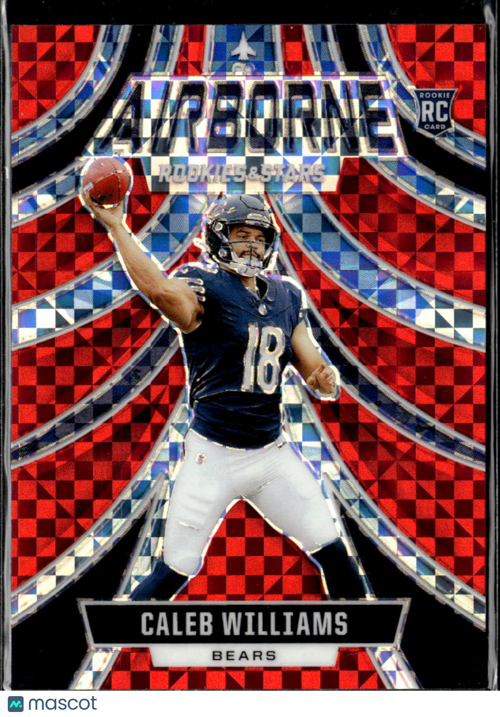 Caleb Williams 2024 Rookies & Stars Airborne Red Prizm RC Chicago Bears