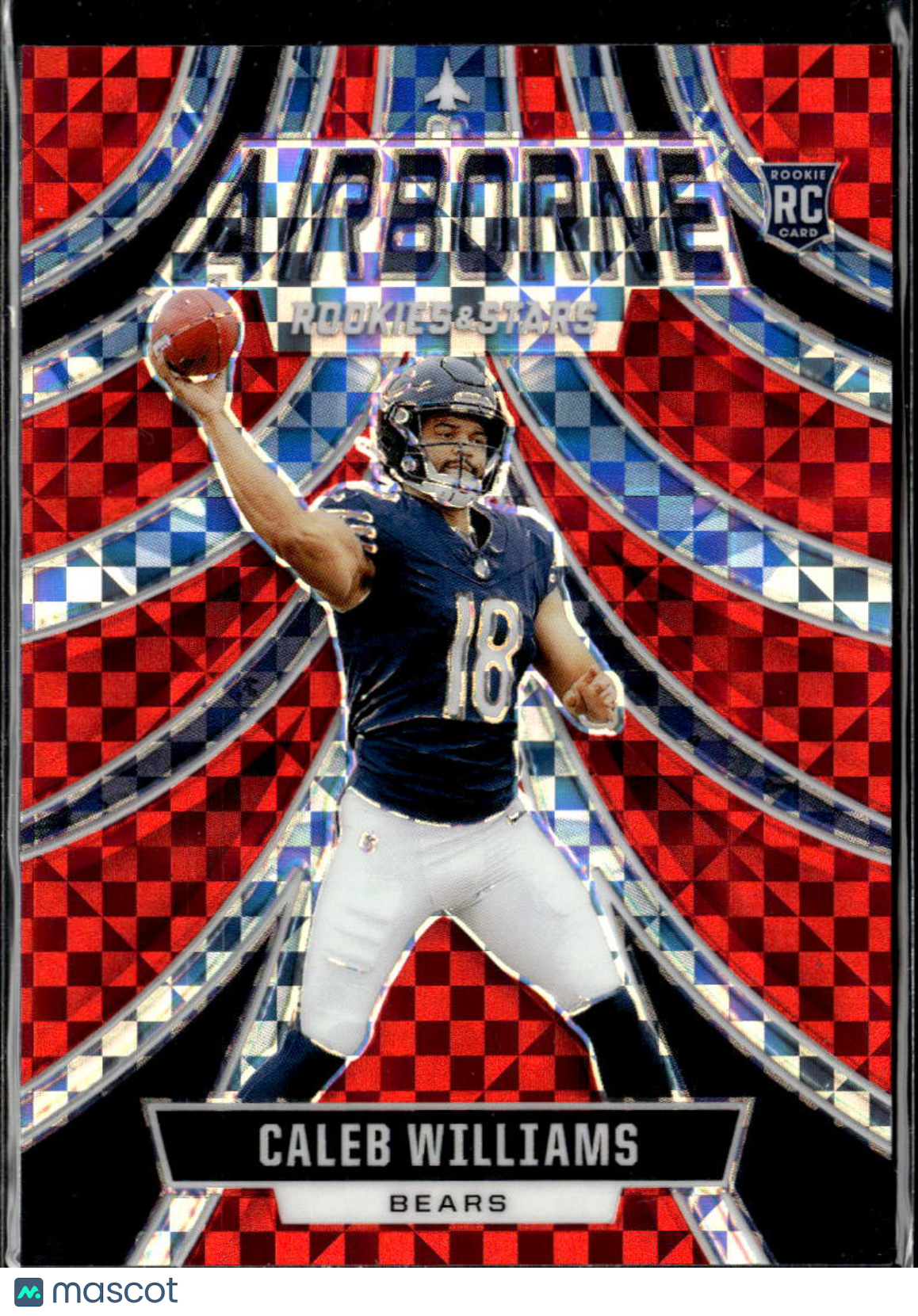 Caleb Williams 2024 Rookies & Stars Airborne Red Prizm RC Chicago Bears