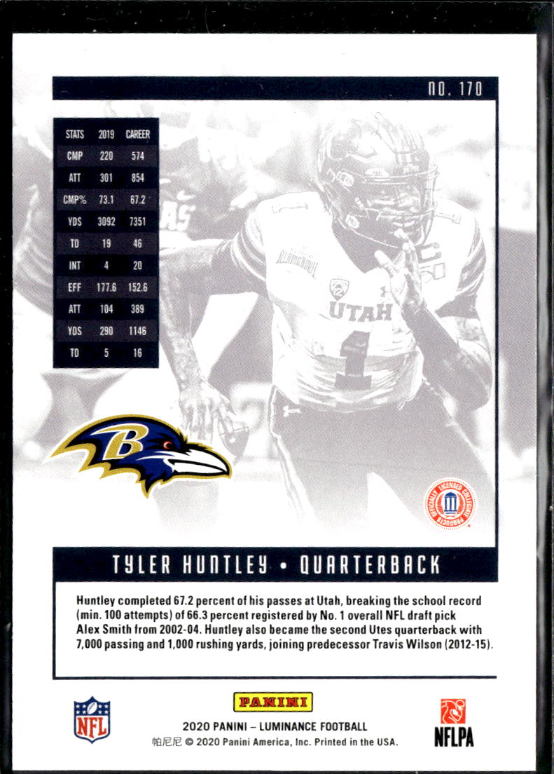 Tyler Huntley 2020  Luminance Blue Rookie RC 76/99 Baltimore Ravens