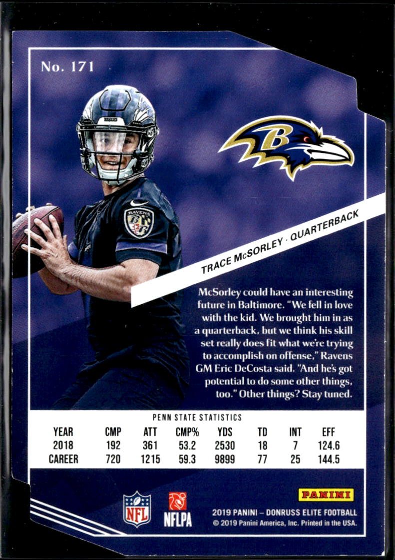 Trace McSorley 2019 Elite GOLD Status Rookie RC 9/24 Baltimore Ravens